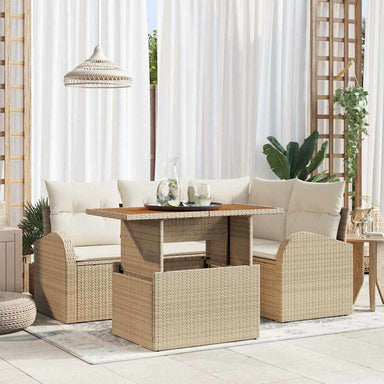 Tuin Sofa Set 5 st beige en crèmekleurig