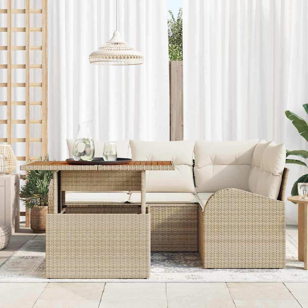 Tuin Sofa Set 5 st beige en crèmekleurig