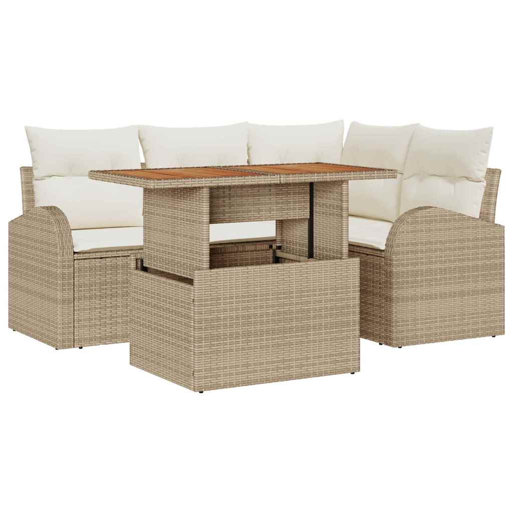 Tuin Sofa Set 5 st beige en crèmekleurig