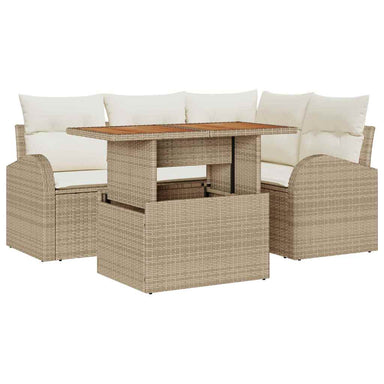 Tuin Sofa Set 5 st beige en crèmekleurig