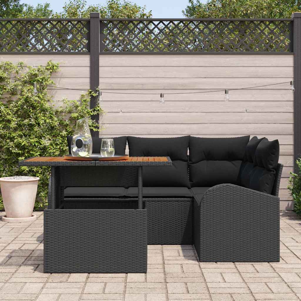 Tuin Sofa Set 5 st Zwart