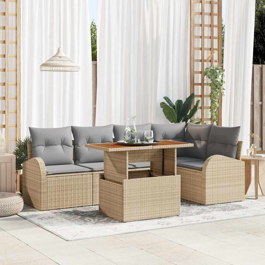 Tuin Sofa Set 6 st beige en lichtgrijs