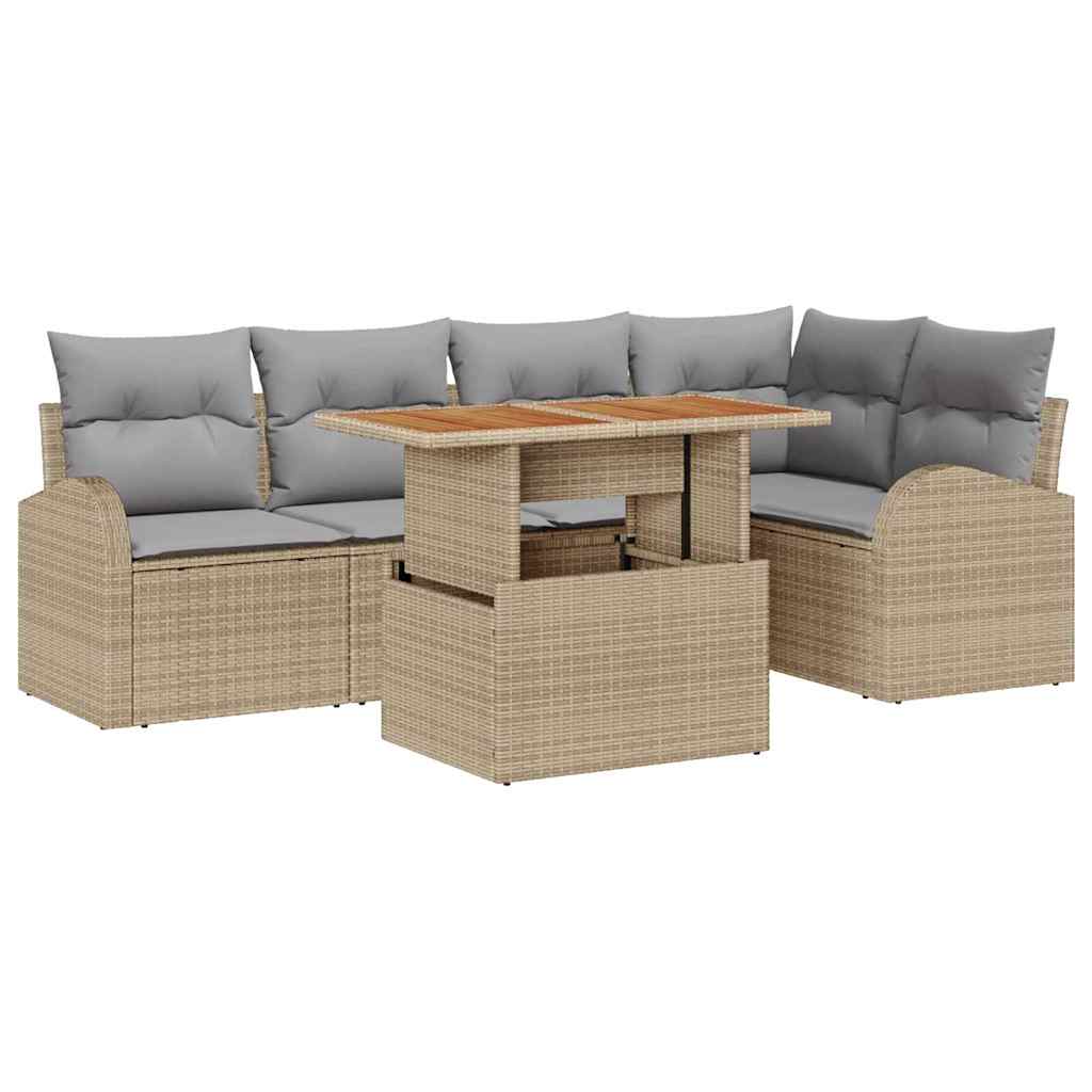Tuin Sofa Set 6 st beige en lichtgrijs