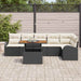Tuin Sofa Set 7 st Zwart en Crème