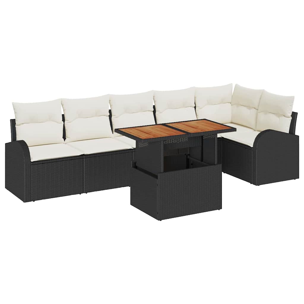 Tuin Sofa Set 7 st Zwart en Crème