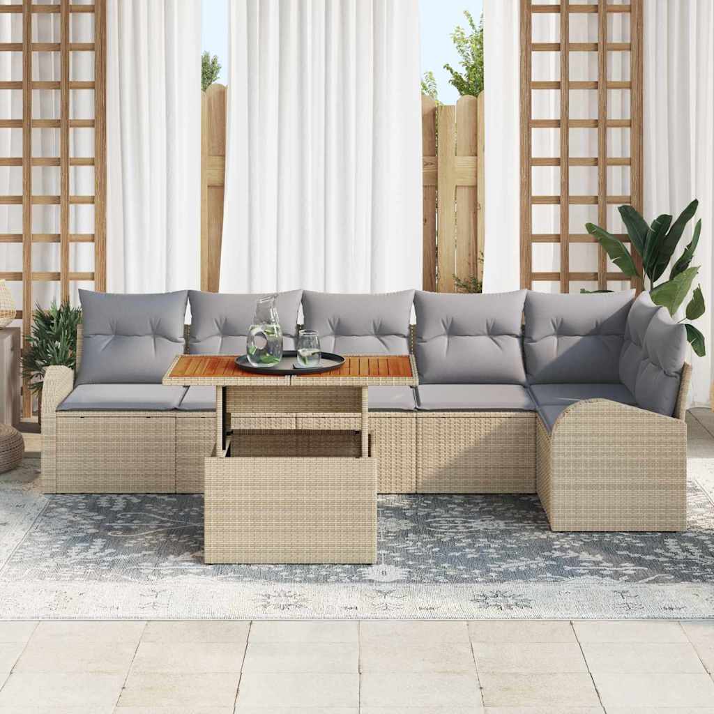 Tuin Sofa Set 7 st beige en lichtgrijs