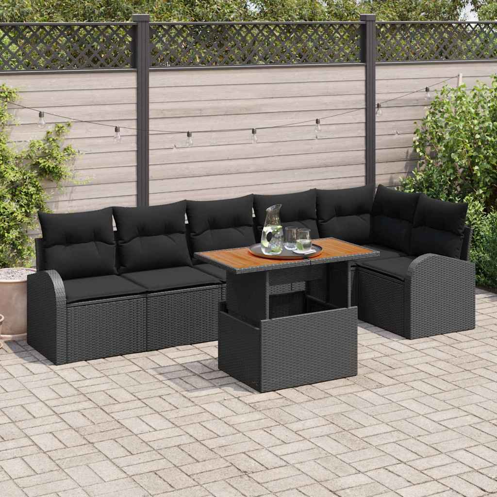 Tuin Sofa Set 7 st Zwart