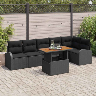 Tuin Sofa Set 7 st Zwart
