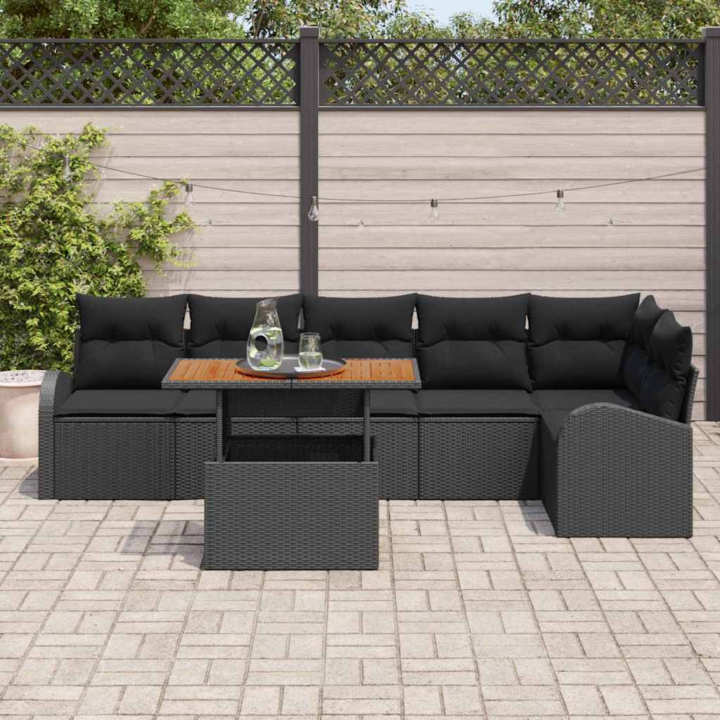 Tuin Sofa Set 7 st Zwart