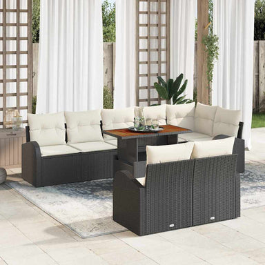 Tuin Sofa Set 9 st Zwart en crème
