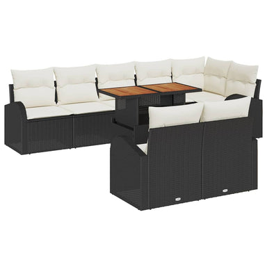 Tuin Sofa Set 9 st Zwart en crème