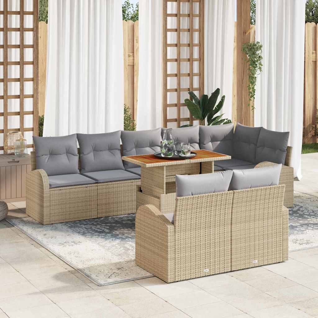 Tuin Sofa Set 9 st beige en lichtgrijs