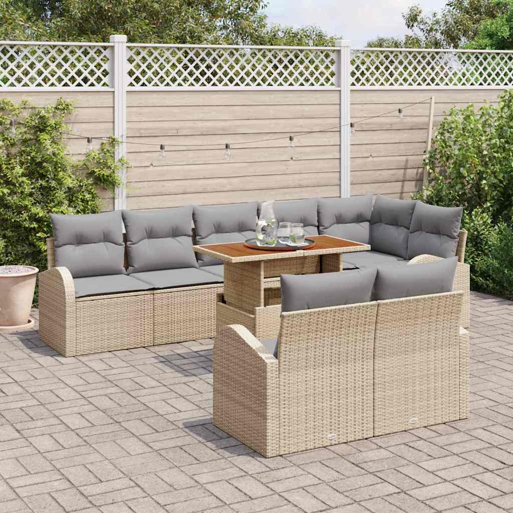 Tuin Sofa Set 9 st beige en lichtgrijs