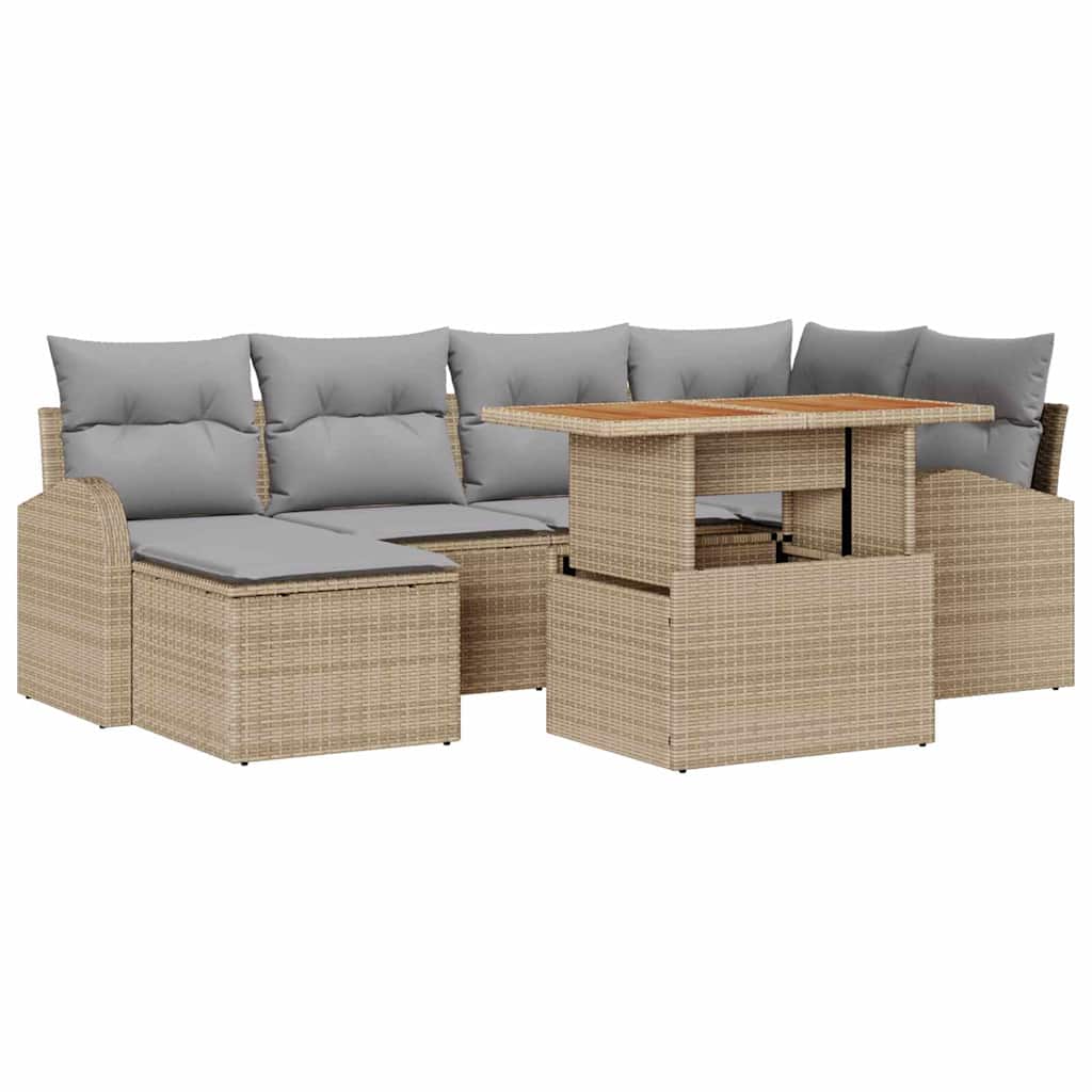 Tuin Sofa Set 7 st beige en lichtgrijs