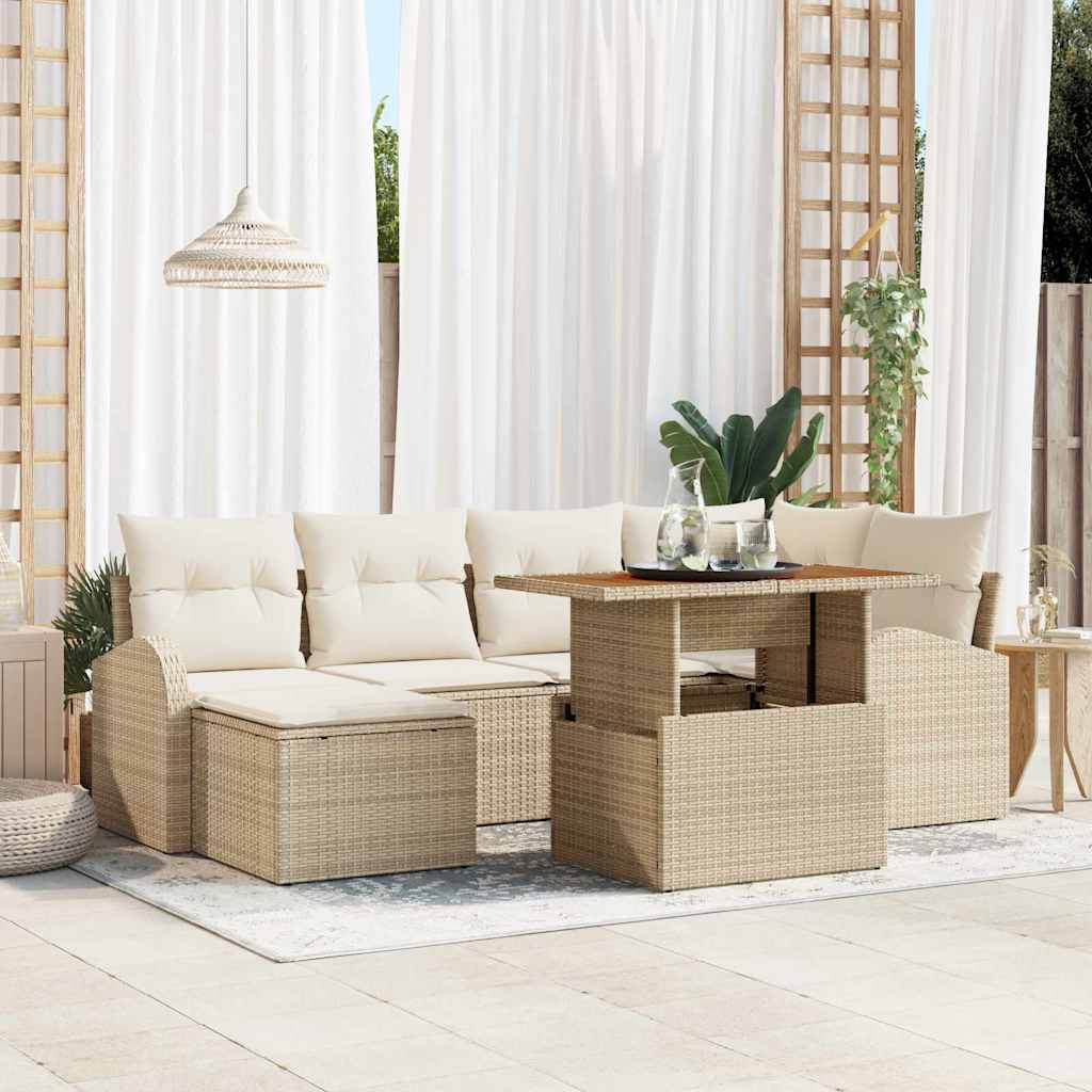 Tuin Sofa Set 7 st beige en crèmekleurig