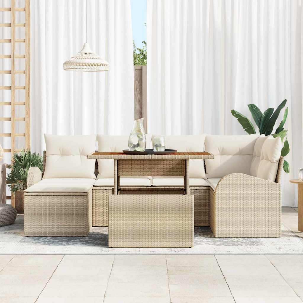 Tuin Sofa Set 7 st beige en crèmekleurig