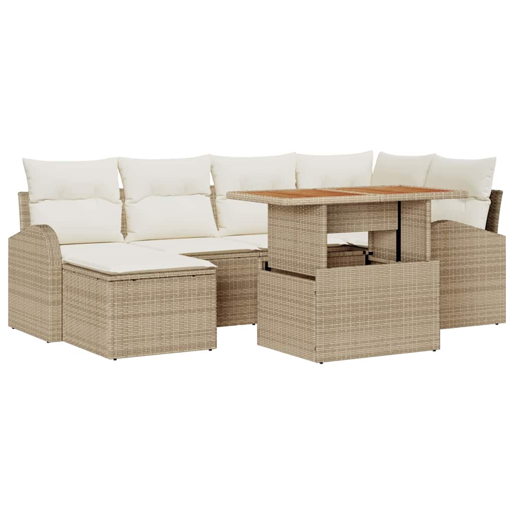 Tuin Sofa Set 7 st beige en crèmekleurig