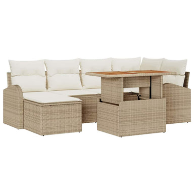 Tuin Sofa Set 7 st beige en crèmekleurig