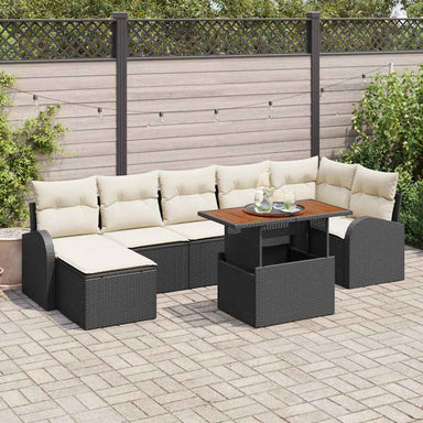 Tuin Sofa Set 8 st Zwart en crème