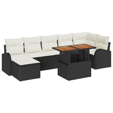 Tuin Sofa Set 8 st Zwart en crème