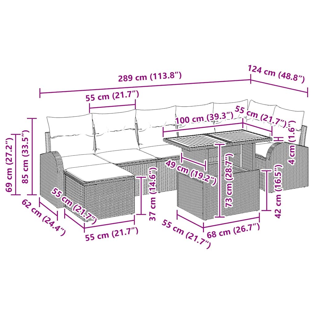 Tuin Sofa Set 8 st Grijs