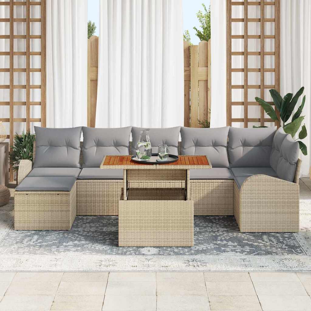 Tuin Sofa Set 8 st beige en lichtgrijs