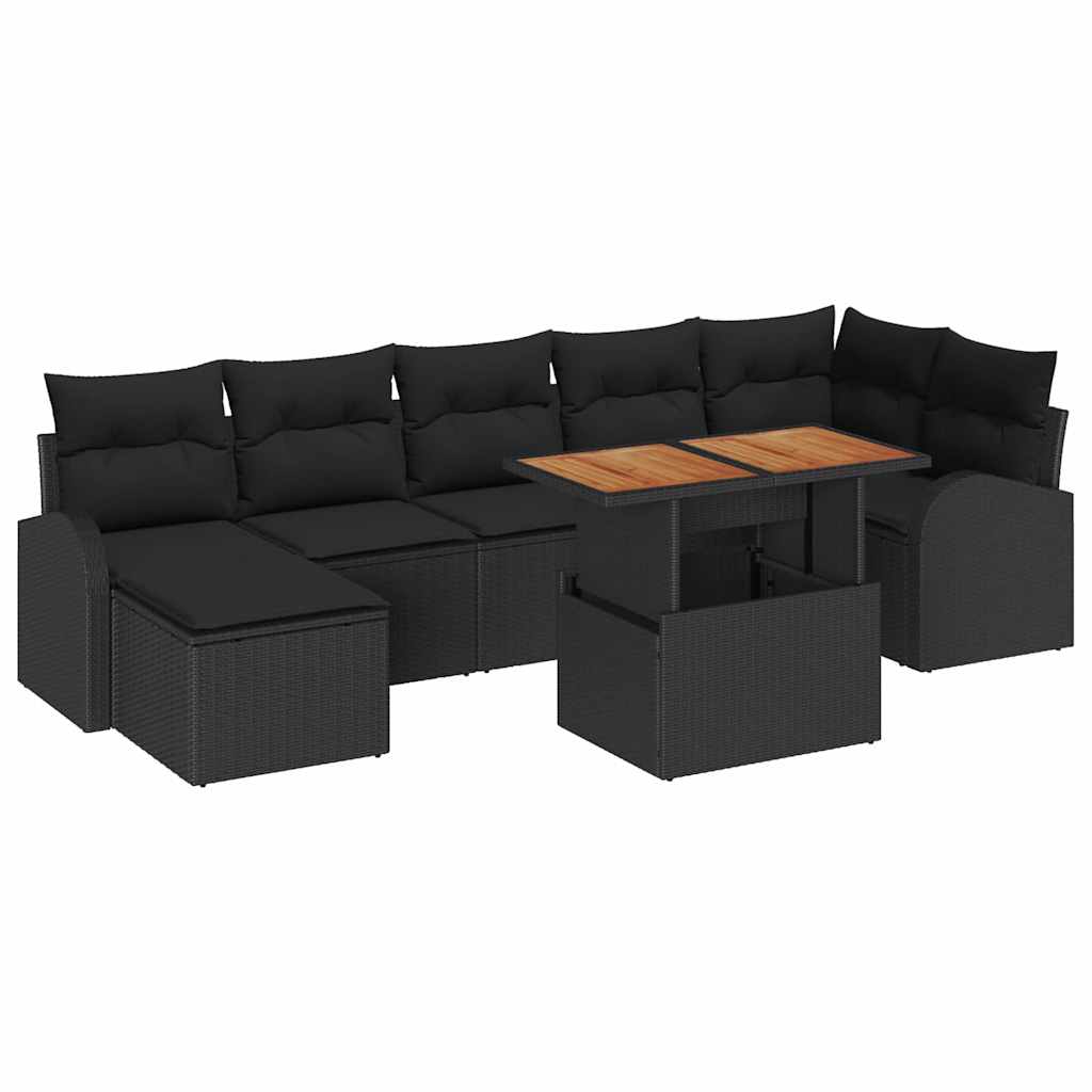 Tuin Sofa Set 8 st Zwart