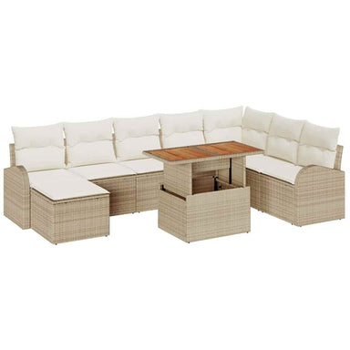 Tuin Sofa Set 9 st beige en crèmekleurig