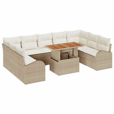 Tuin Sofa Set 10 st beige en crèmekleurig