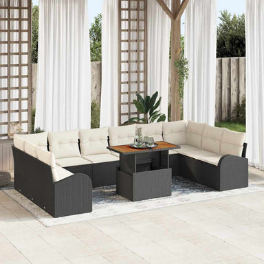 Tuin Sofa Set 11 st Zwart en crème