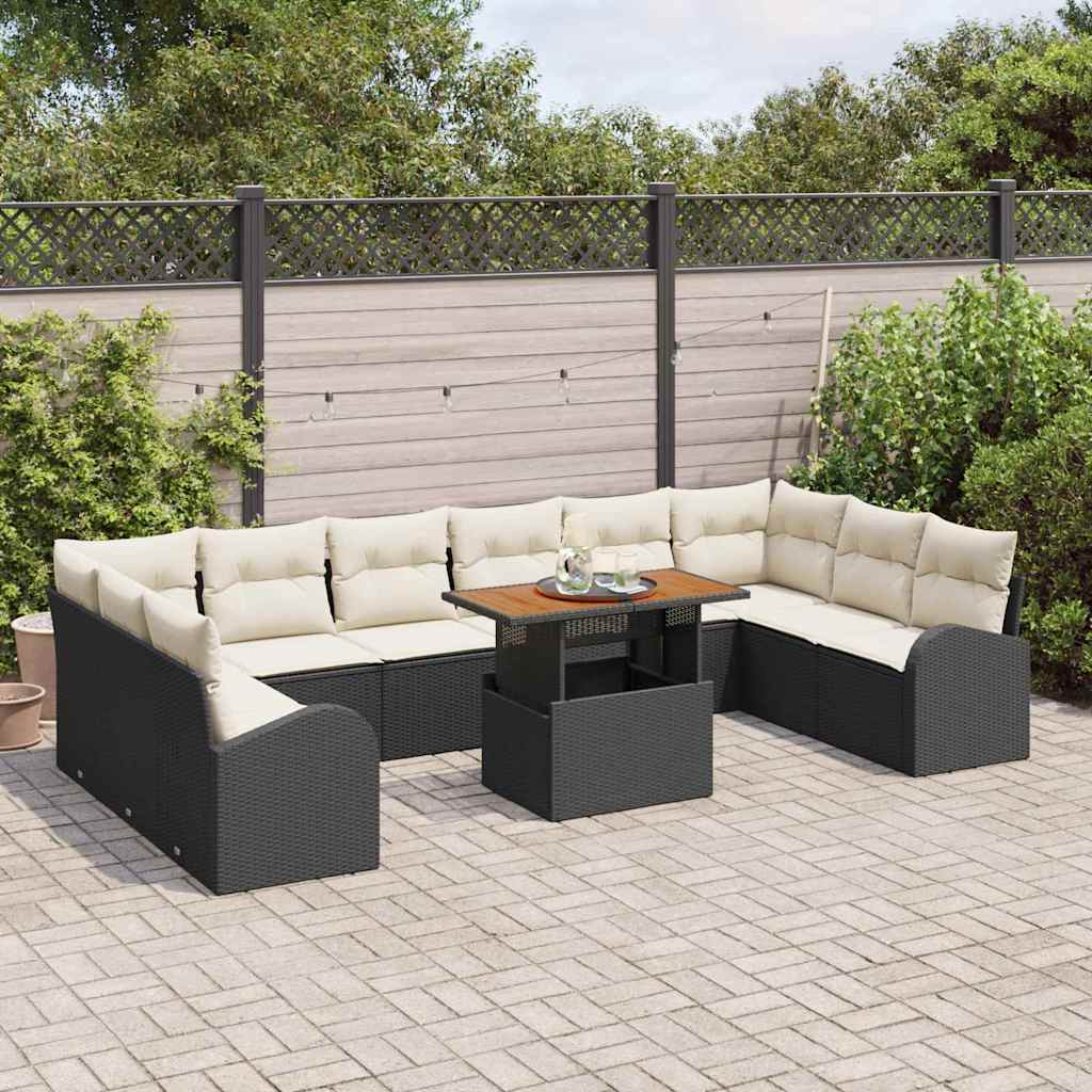 Tuin Sofa Set 11 st Zwart en crème