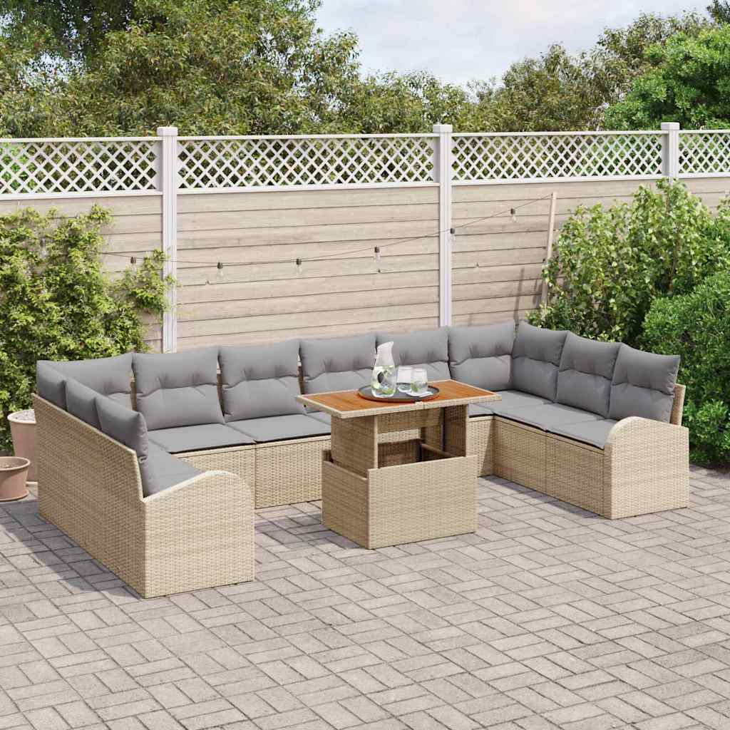 Tuin Sofa Set 11 st beige en lichtgrijs