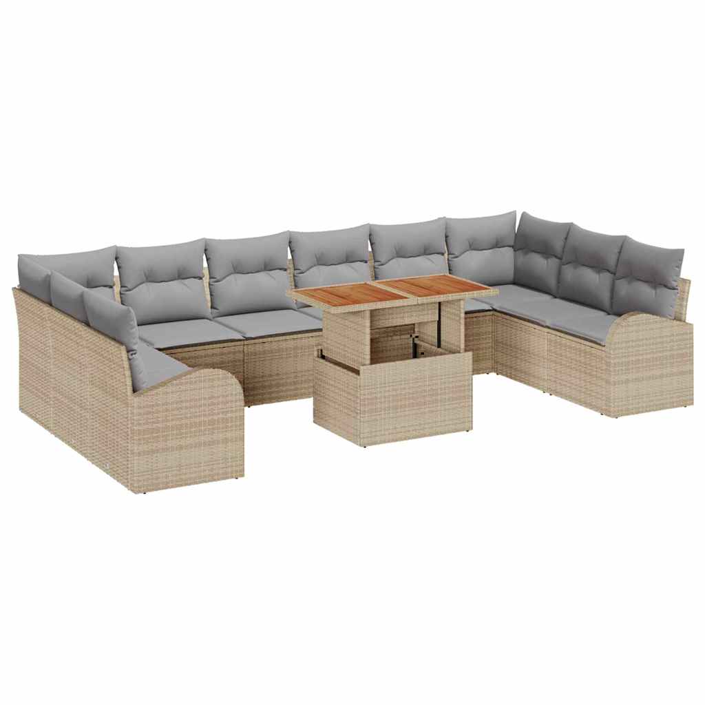 Tuin Sofa Set 11 st beige en lichtgrijs