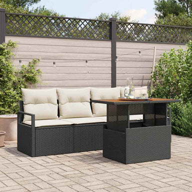 Tuin Sofa Set 5 st 4-Aantal zitplaatsen Zwart en crème