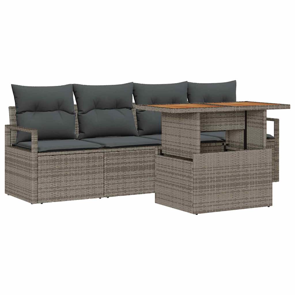 Tuin Sofa Set 5 st 4-Aantal zitplaatsen Grijs