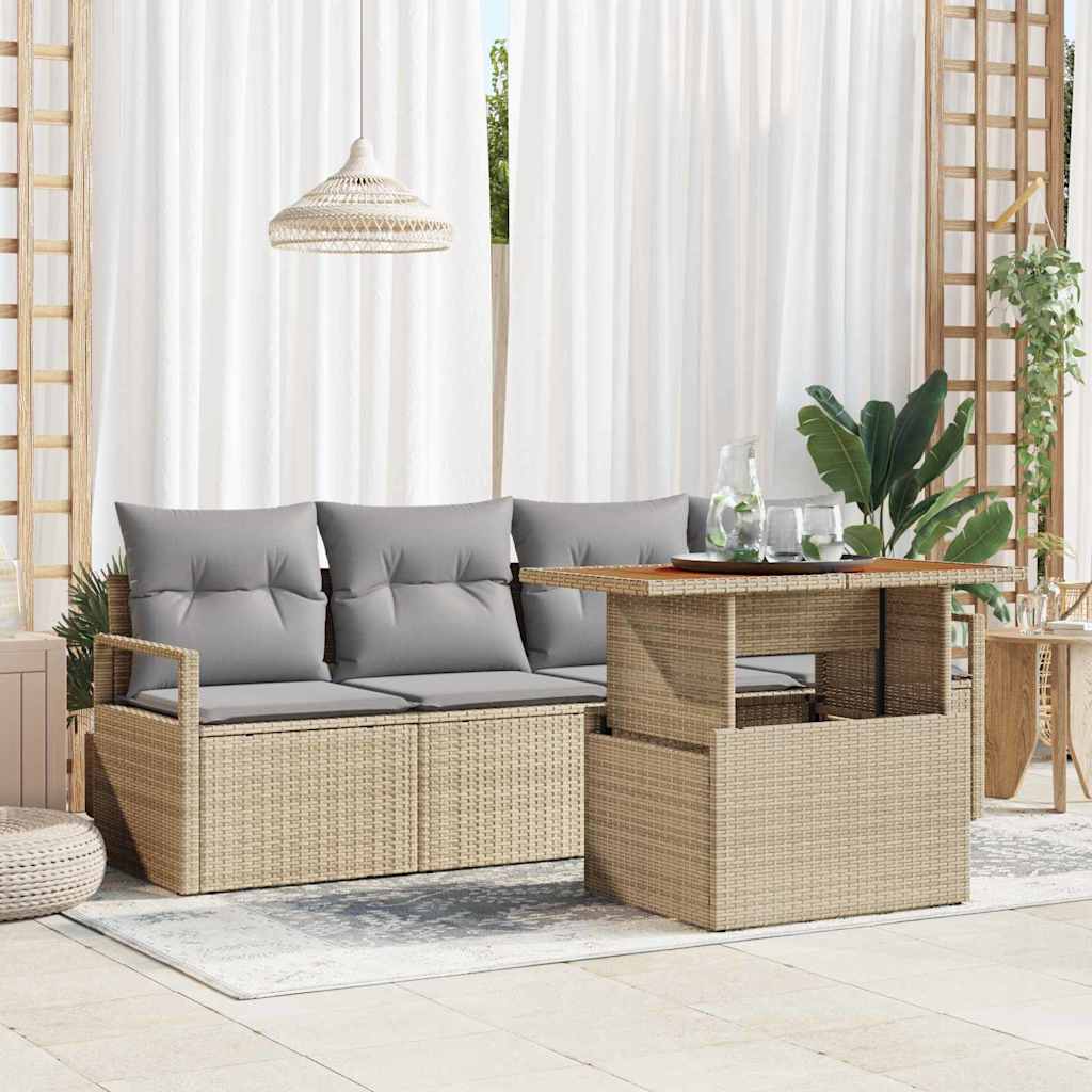 Tuin Sofa Set 5 st 4-Aantal zitplaatsen beige en lichtgrijs