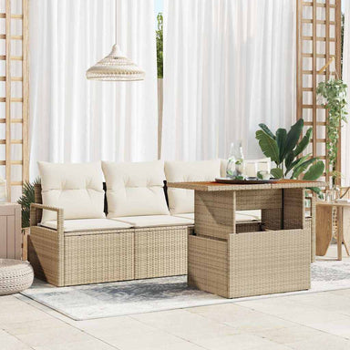 Tuin Sofa Set 5 st 4-Aantal zitplaatsen beige en crèmekleurig