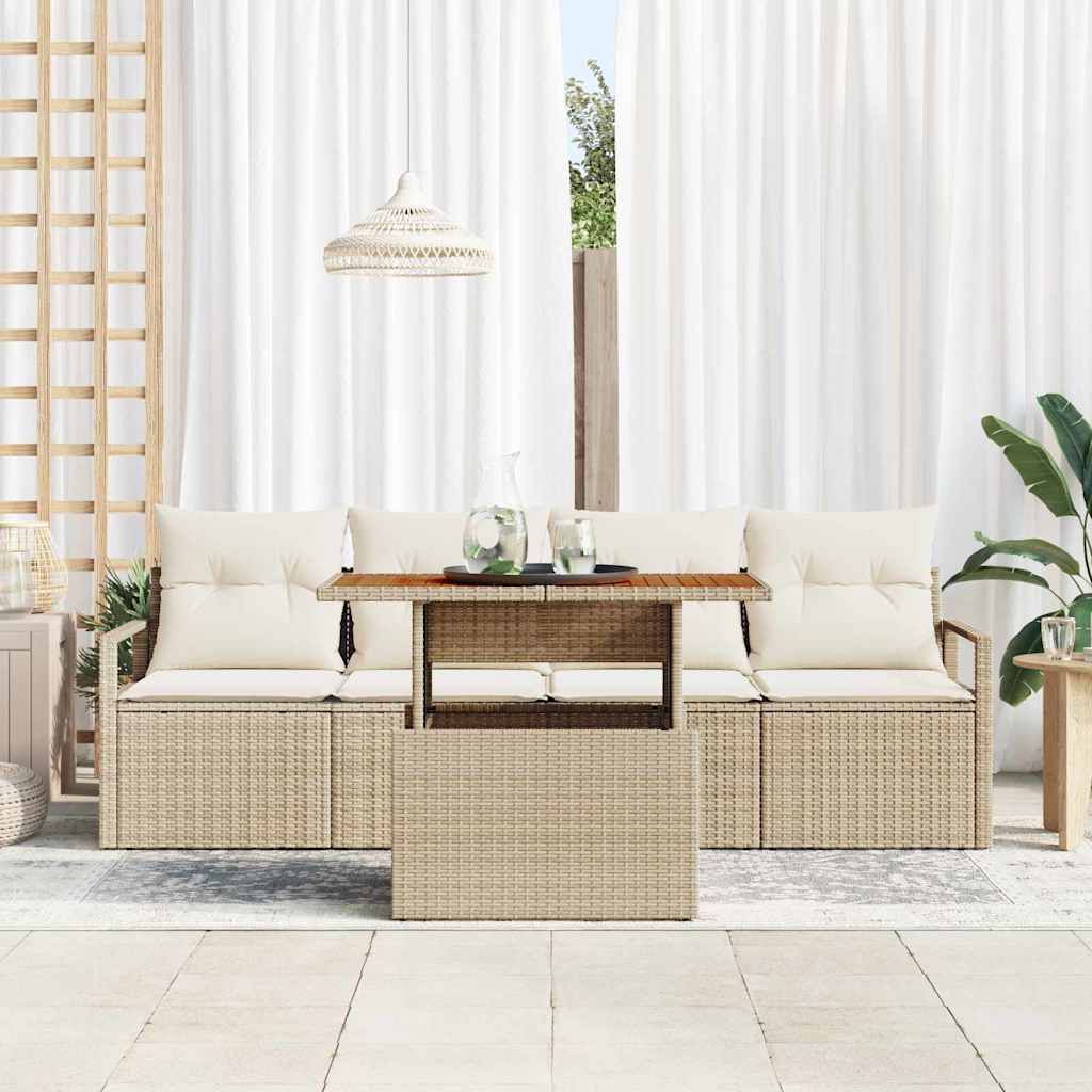 Tuin Sofa Set 5 st 4-Aantal zitplaatsen beige en crèmekleurig