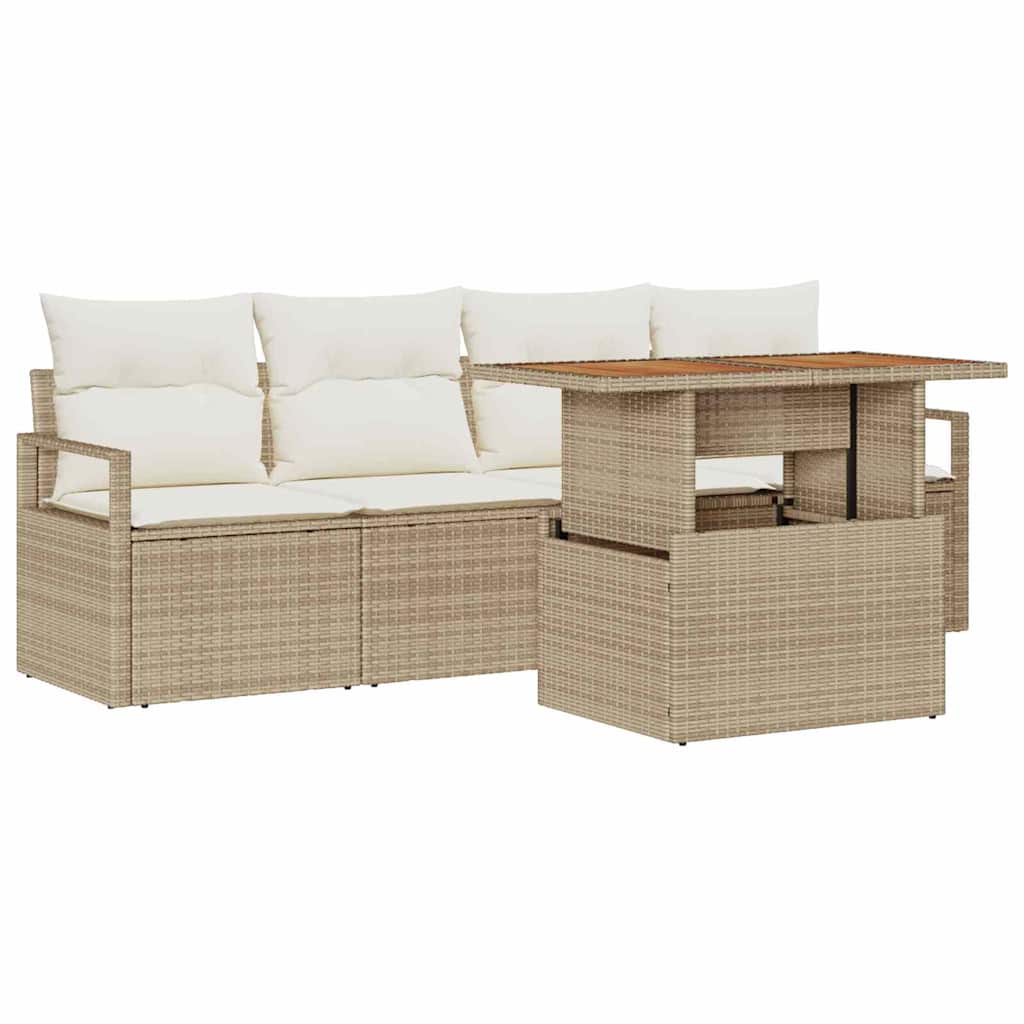 Tuin Sofa Set 5 st 4-Aantal zitplaatsen beige en crèmekleurig