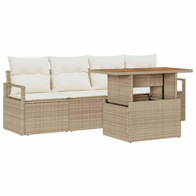 Tuin Sofa Set 5 st 4-Aantal zitplaatsen beige en crèmekleurig