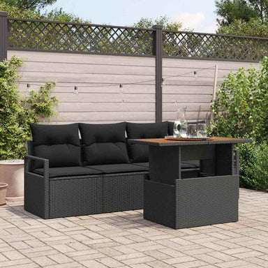 Tuin Sofa Set 5 st 4-Aantal zitplaatsen Zwart