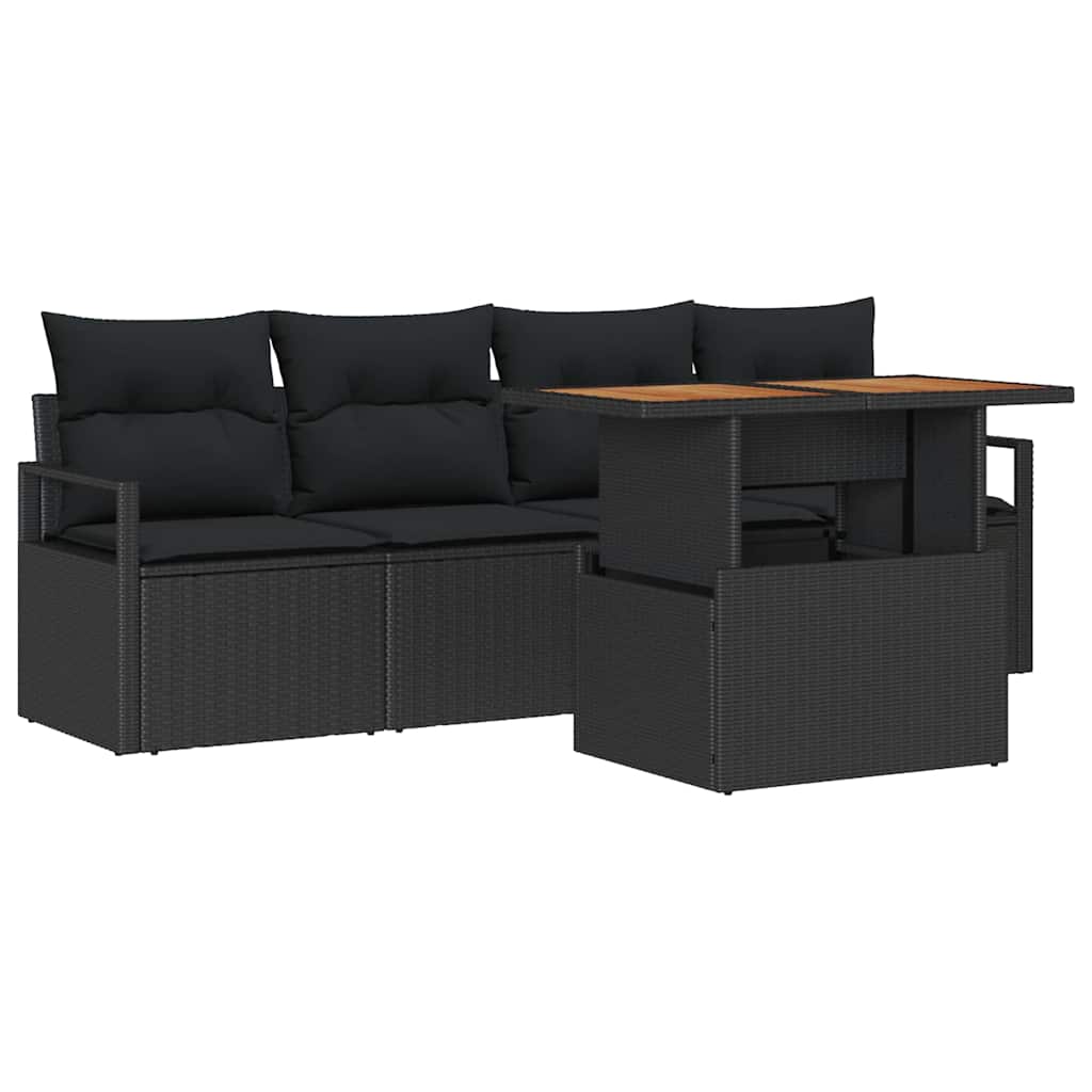 Tuin Sofa Set 5 st 4-Aantal zitplaatsen Zwart
