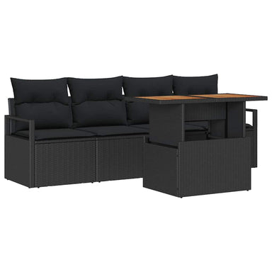 Tuin Sofa Set 5 st 4-Aantal zitplaatsen Zwart