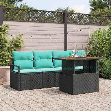 Tuin Sofa Set 5 st 4-Aantal zitplaatsen Zwart en blauw