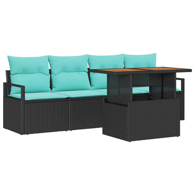 Tuin Sofa Set 5 st 4-Aantal zitplaatsen Zwart en blauw