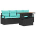 Tuin Sofa Set 5 st 4-Aantal zitplaatsen Zwart en blauw