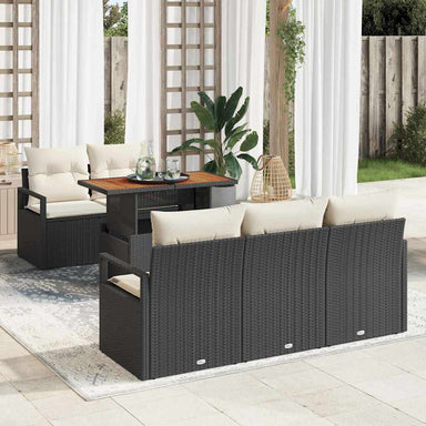 Tuin Sofa Set 6 st 5-Aantal zitplaatsen Zwart en crème