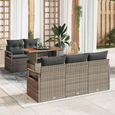 Tuin Sofa Set 6 st 5-Aantal zitplaatsen Grijs