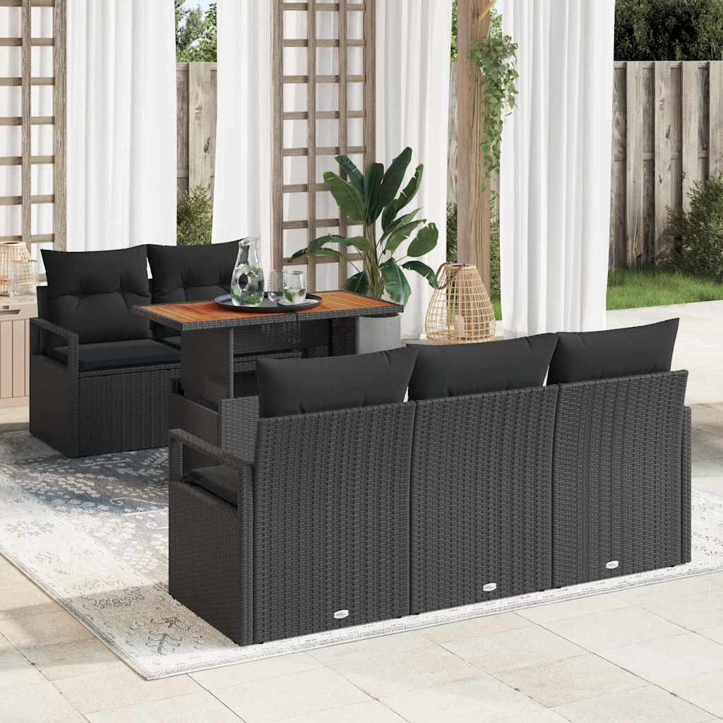 Tuin Sofa Set 6 st 5-Aantal zitplaatsen Zwart