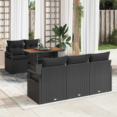 Tuin Sofa Set 6 st 5-Aantal zitplaatsen Zwart